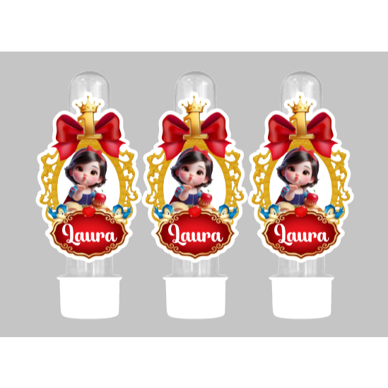 ENVIO RÁPIDO Tags Apliques Para Tubetes | Lembrancinha | Aniversário | Personalizado | Princesa | Branca de Neve | 1 ano