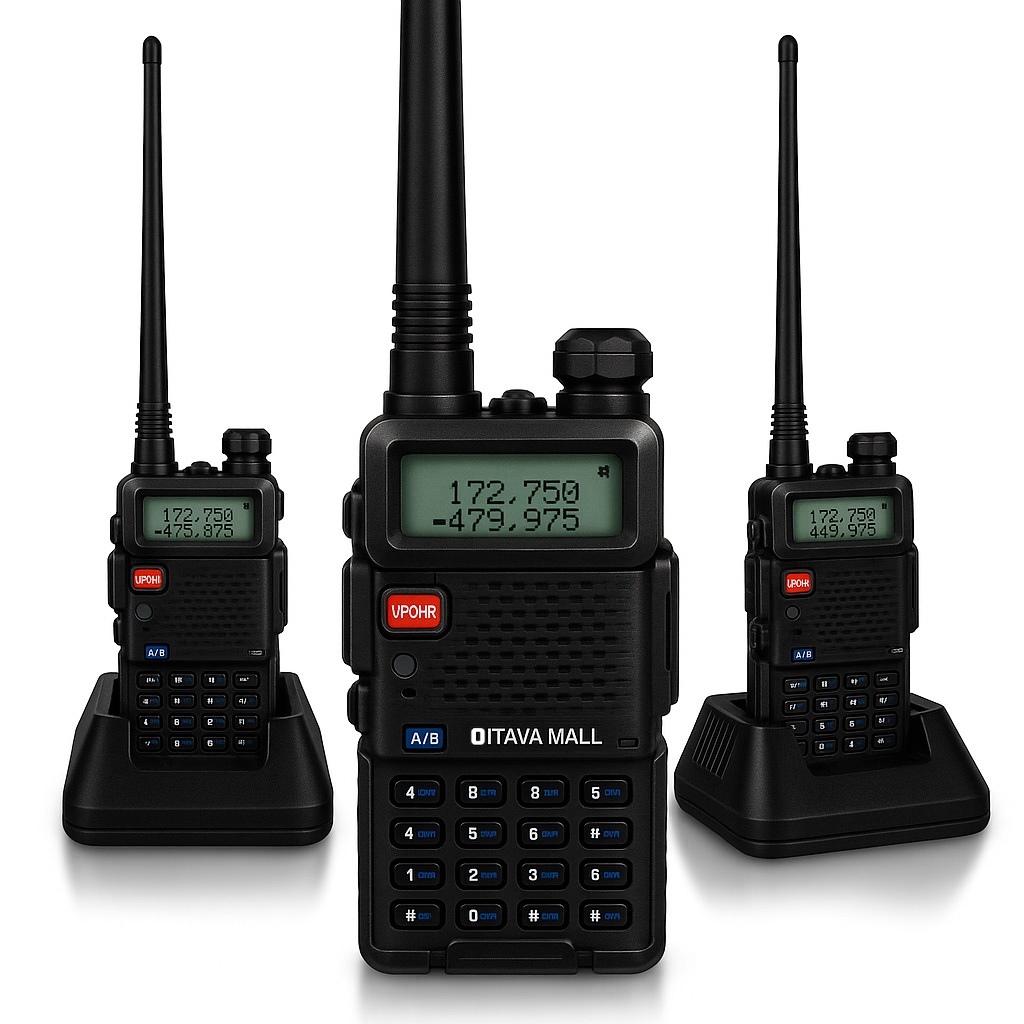 Kit Rádio Comunicador UV-5R Dual Band 5W Alcance 8KM Recarregável Com Lanterna e Rádio FM