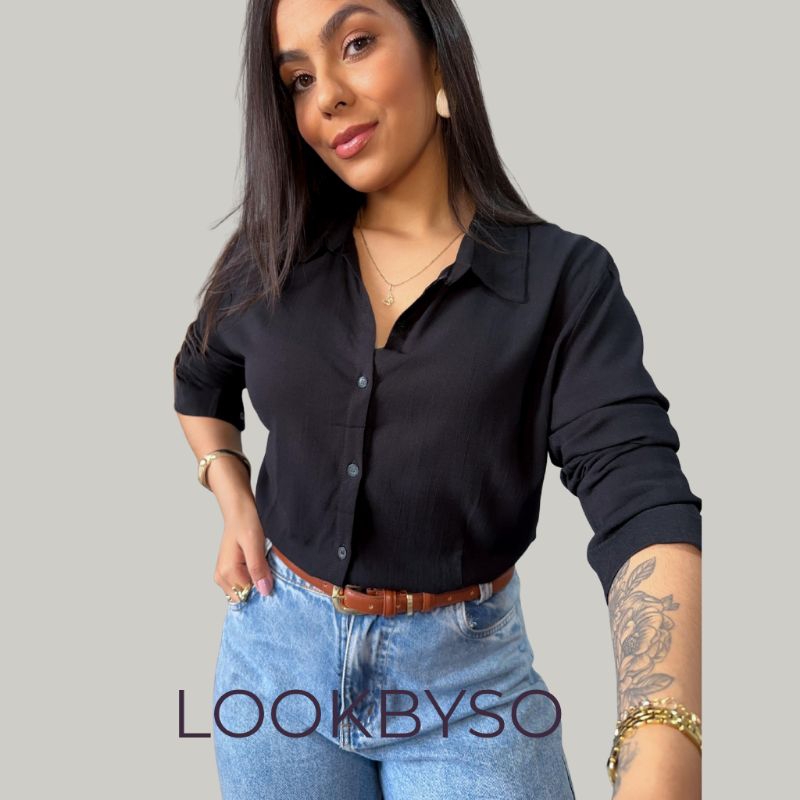 Camisa Social Feminina Viscolinho Premium Sem Bolso Manga Longa Elegante Casual em Oferta na Shopee