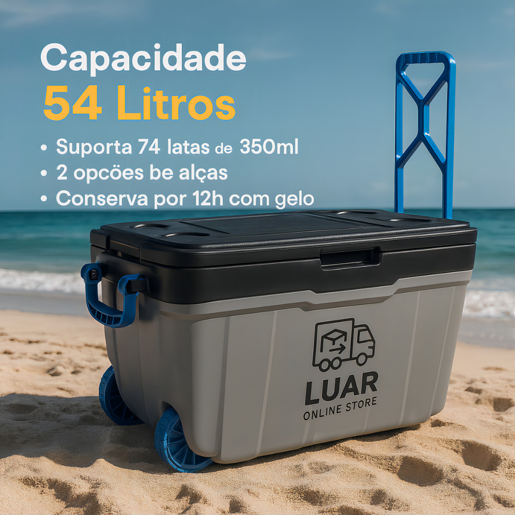 Caixa Térmica Cooler 54 Litros Grande Caixa De Gelo| Rodas e Divisórias |Praia Camping Churrasco Bebidas Cerveja Antares