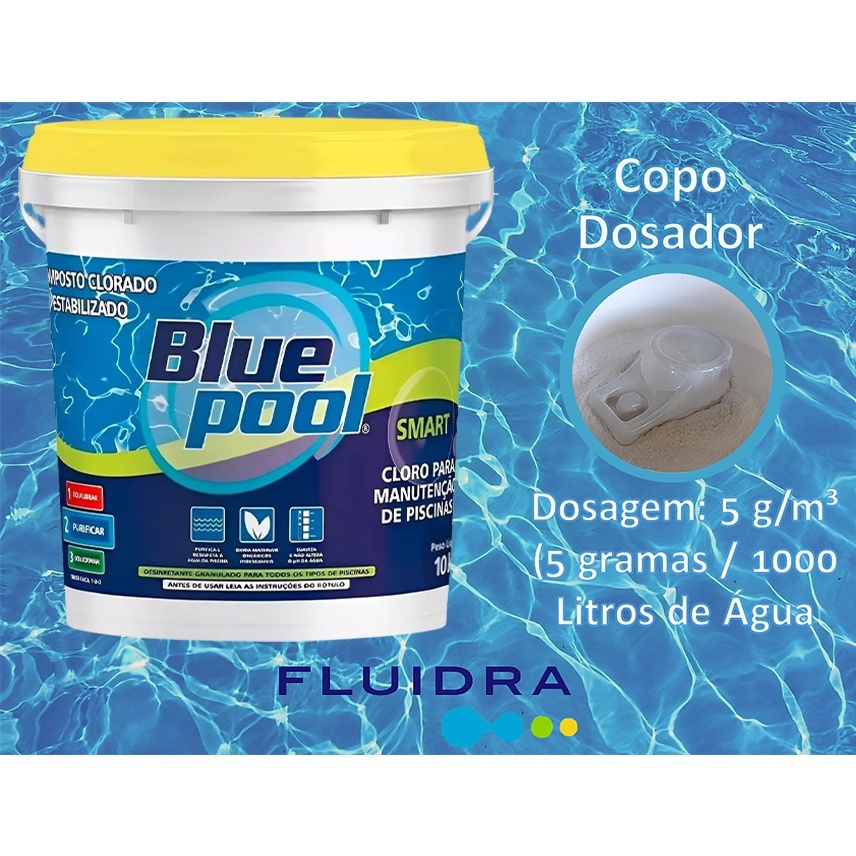 Balde De Cloro Smart Bluepool 10 Kg Para Limpeza E Manutenção Para Piscina