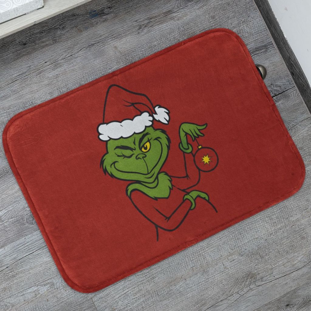 Tapete Porta de Entrada Grinch Feliz Natal Merry Christmas 55x35 Antiderrapante