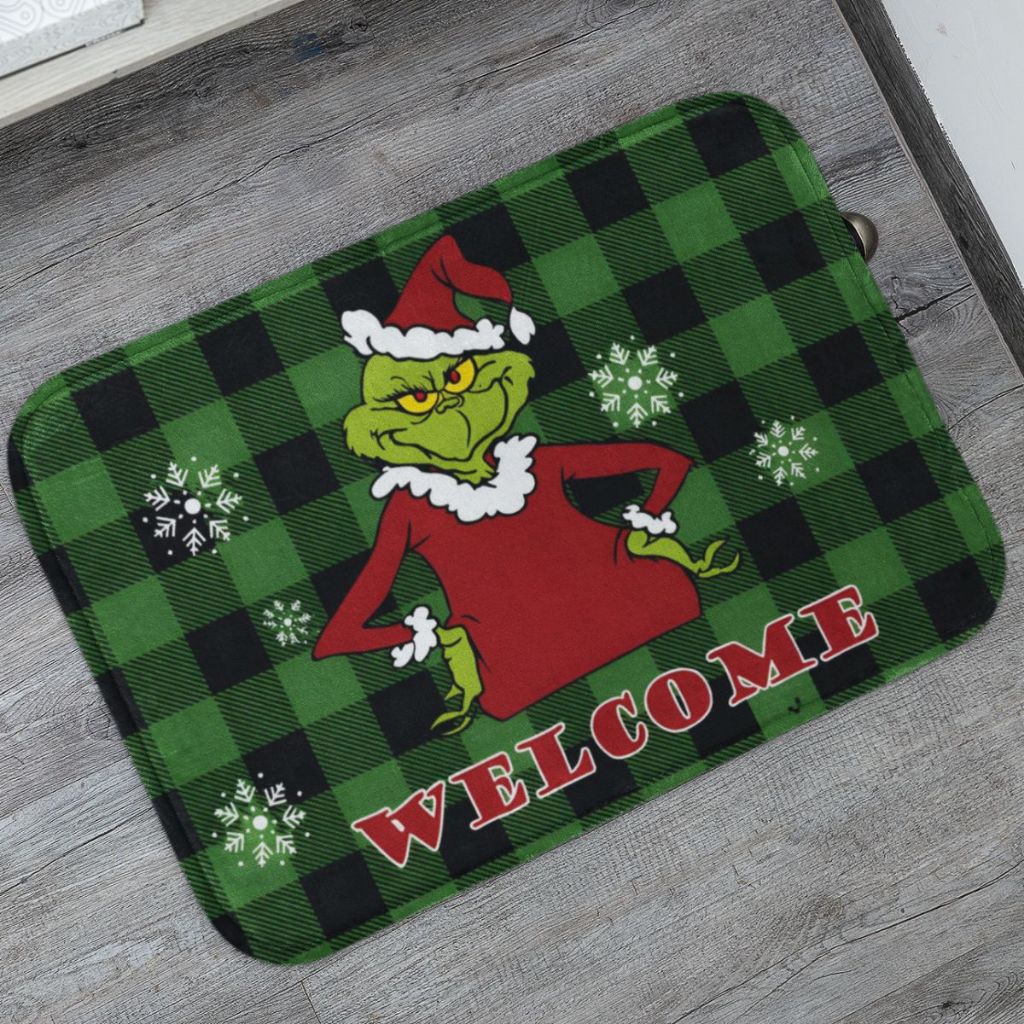 Tapete Porta de Entrada Grinch Feliz Natal Merry Christmas 55x35 Antiderrapante