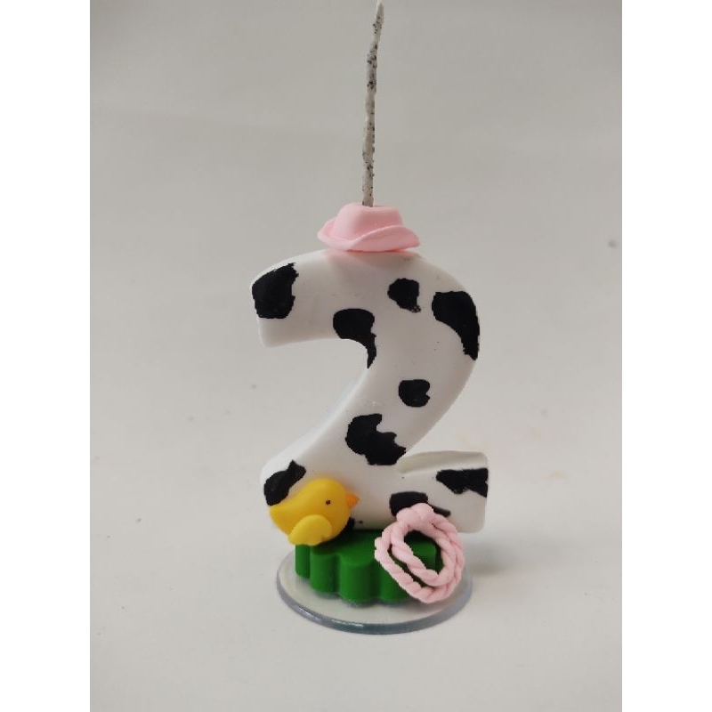 Vela Personalizada FAZENDINHA ROSA em Biscuit Para Festa de aniversário infantil com Pavio Mágico