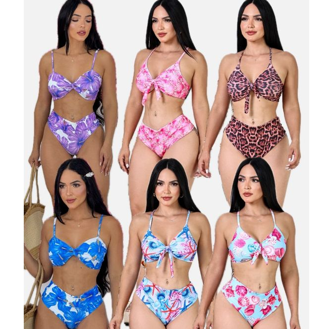 kit Conjunto biquini femenino estampado verao picina moda praia poliamida biquinis bojo