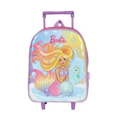 Mochila de Rodinhas mini Infantil Barbie Sereia Roxa UP4YOU  Luxcel
