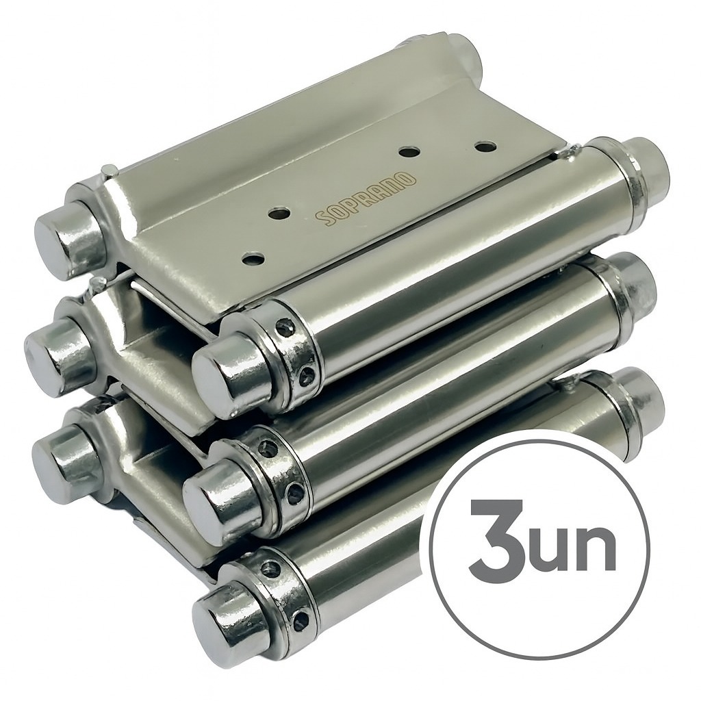Kit 3 Dobradiças Vai Vem Bang Bang 3 Polegadas Inox Soprano