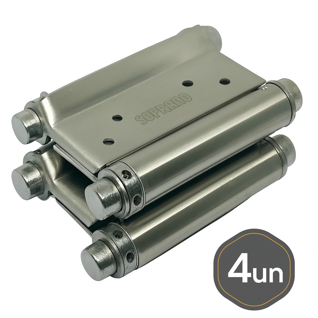 Kit 4 Dobradiças Vai Vem Bang Bang 3 Polegadas Inox Soprano