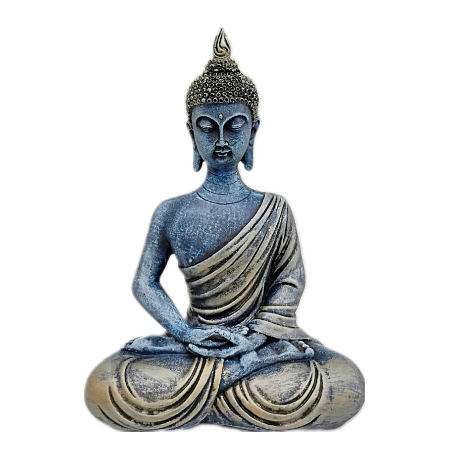 Imagem Estatua de Buda Indiano Sentado Decoração Budista de Resina