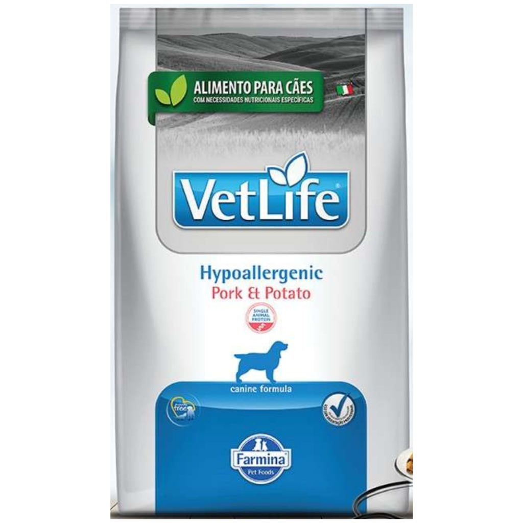 Vet Life Cães Hypoallergenic Pork E Potato 10,1kg