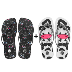 Combo Chinelo Feminino de Gatinho Confortável Leve