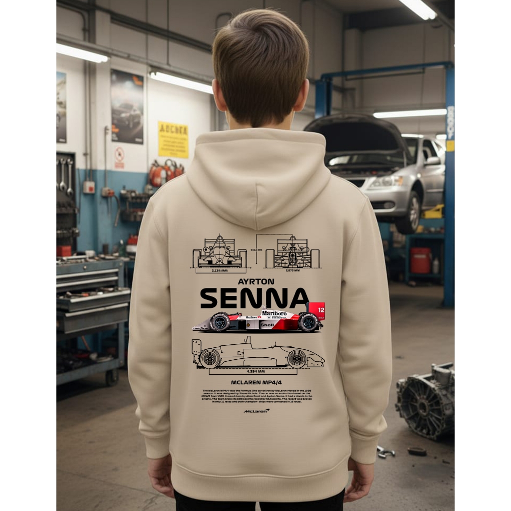 Blusa Moletom Infantil Carro McLaren Formula 1 Com Capuz e Bolso