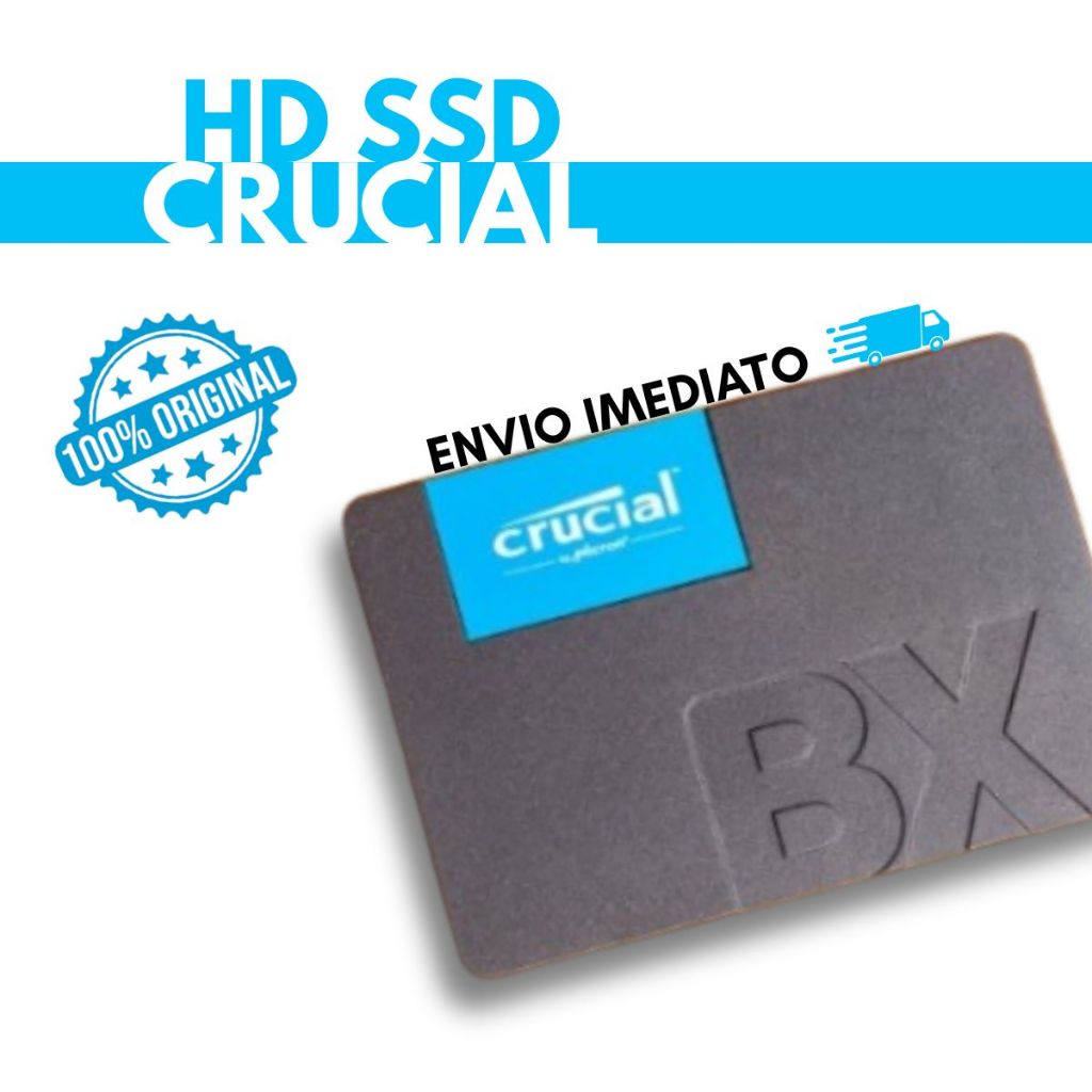Hd Ssd 240GB / 500GB / 1TB Crucial BX500 2.5'' SATA III 6Gb/s Leitura 540 MB/s e Gravação 500 MB/s