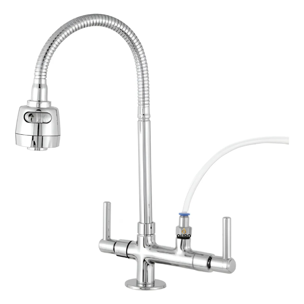 Torneira Flexivel Cromada Duplo Jato Com Saida Para Purificador e Filtro, Instalacao Bancada em Oferta na Shopee