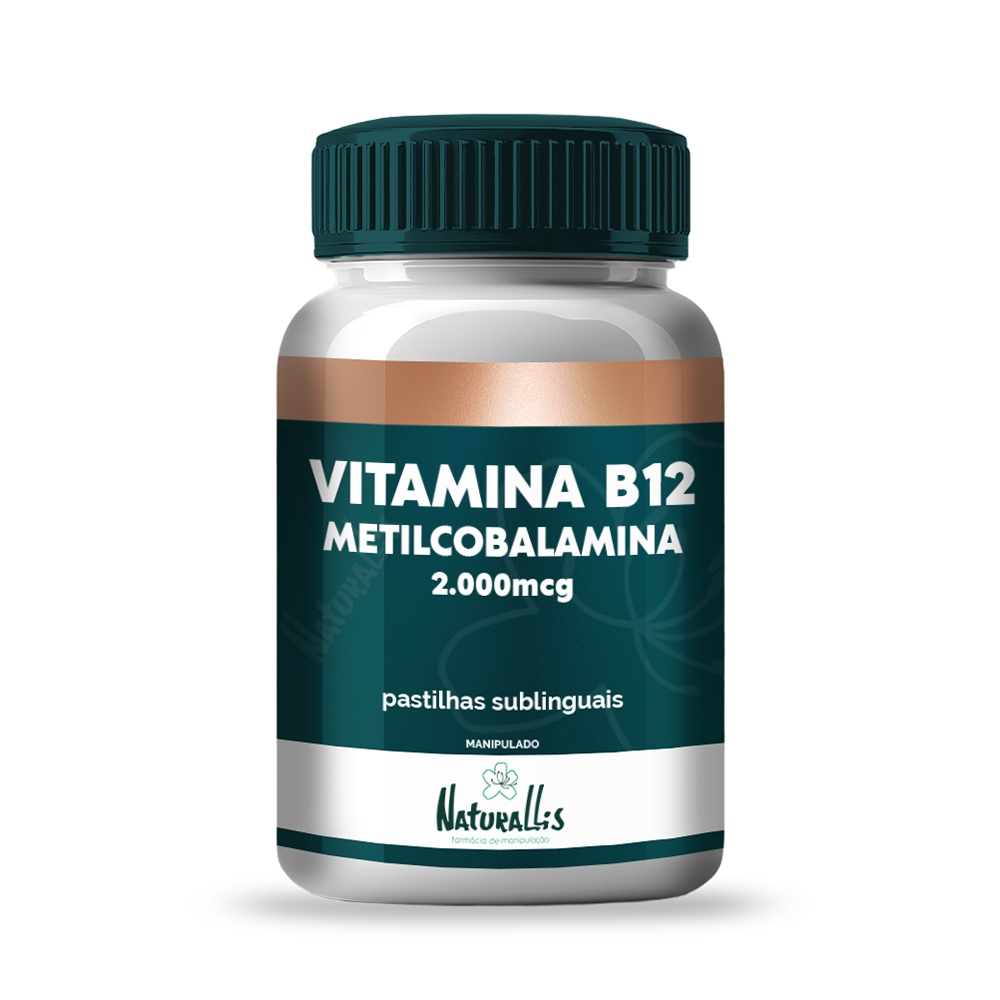 Vitamina B12 Metilcobalamina 2.000mcg Vegano - (60, 90, 120 ou 180) Pastilhas Sublinguais Naturallis