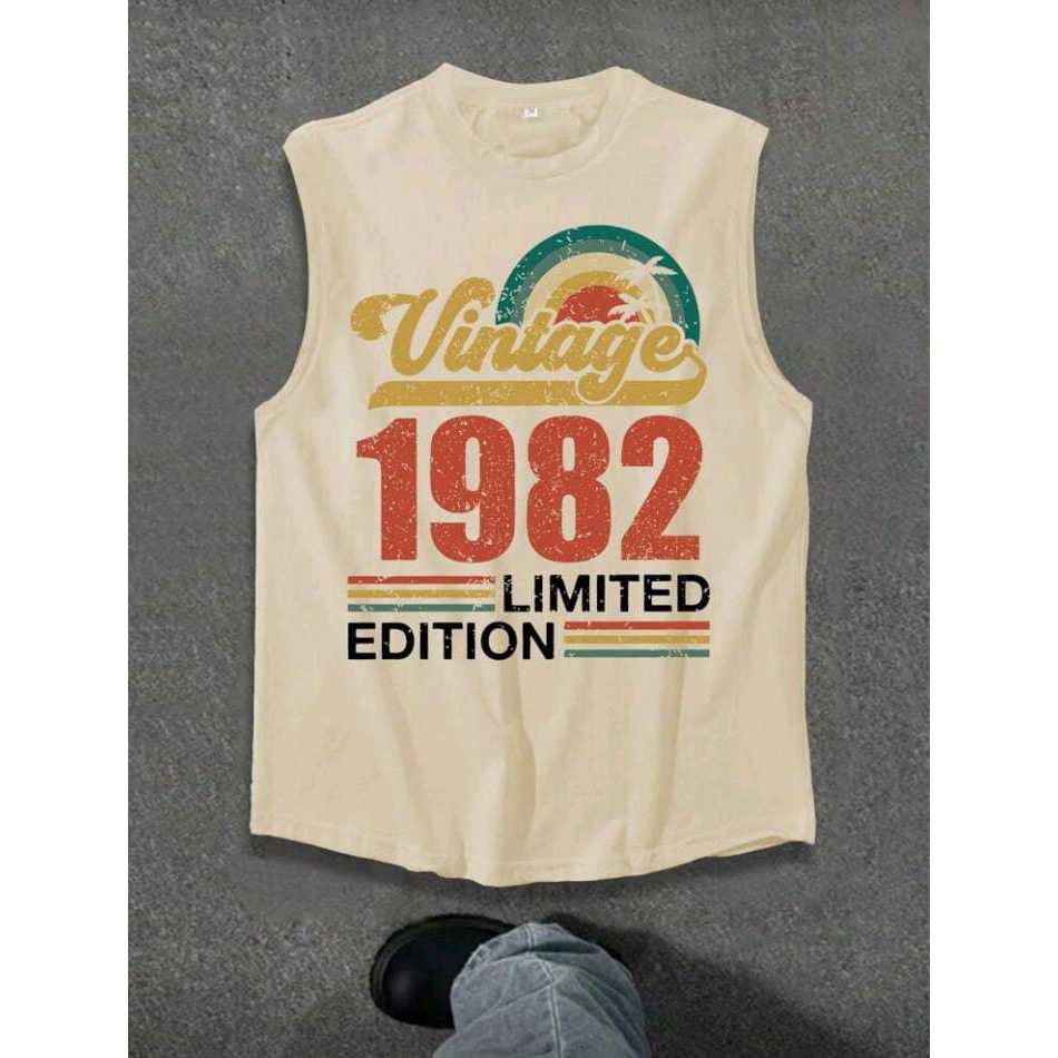 Regata Machão Cavada Algodão Masculina Treino Esporte Casual VINTAGE 1982 LIMITED em Oferta na Shopee