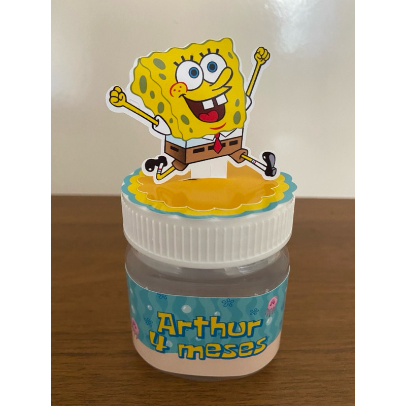10 und rótulo de nutella mais 10 apliques em pé para tampa bob esponja  calça quadrada