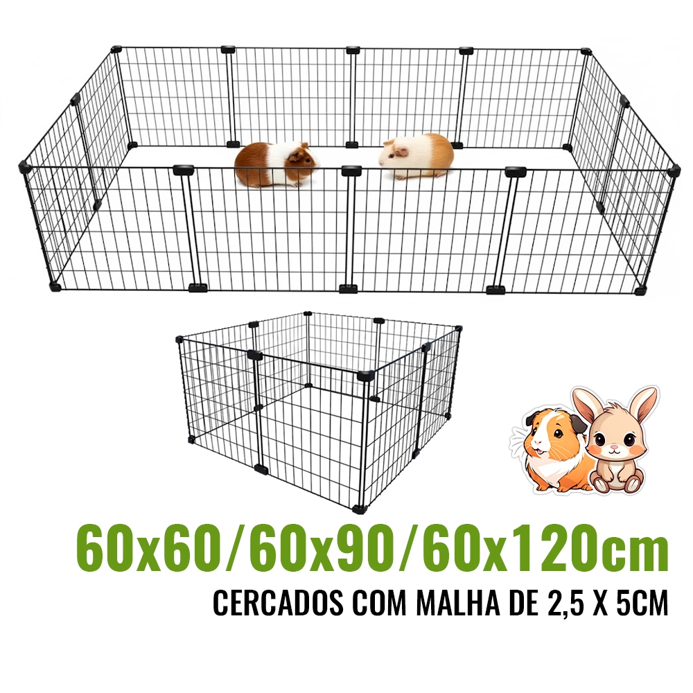 Cercado para Porquinho da Índia Filhote Jabuti Malha Estreita 2,5cm Fácil de Montar com 30cm Altura