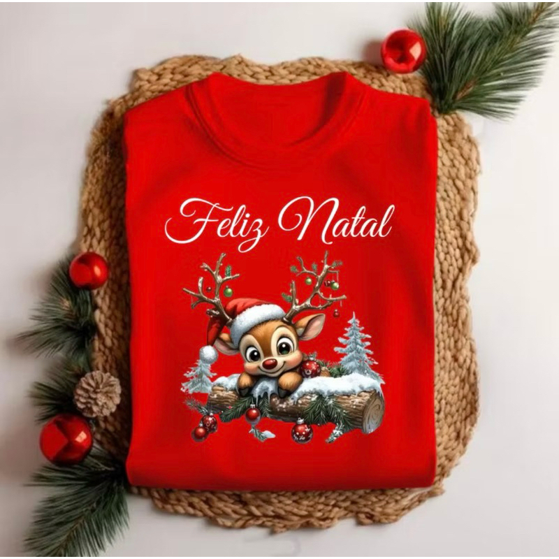 Camiseta Natal Hena Na Neve Personalizada Lançamento Fim de Ano Festas Família Amigos Masculina/Feminina