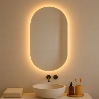 Espelho Oval Grande Com Led 80 cm De Parede Sem Fio + Suporte em Oferta na Shopee