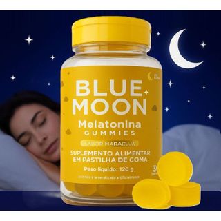Blue Moon Melatonina em Gomas – Suplemento Noturno Sabor Maracujá 30un