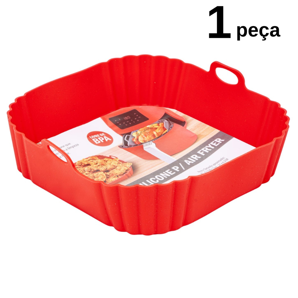 Forma de Silicone Quadrada 21cm Reutilizável Antiaderente Ideal para Air Fryer e Forno Uny Home