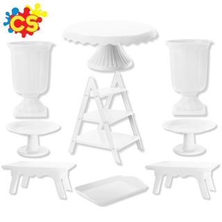 1 Boleira Cake Renda 22, 2 Mini cake, 2 Vaso Grego, 1 Escadinha, 2 Mesinha, 1 Band 20x13 em Oferta na Shopee