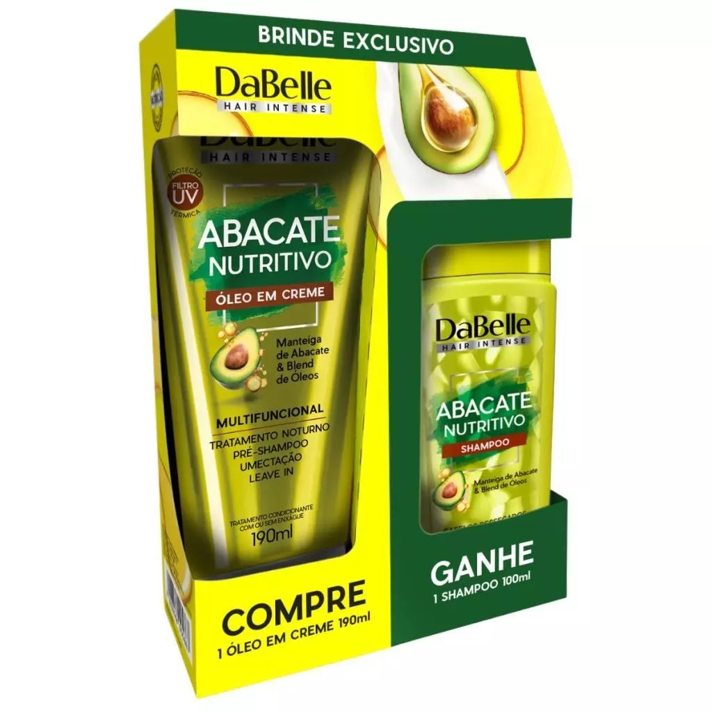 Dabelle Kit Óleo em Creme 190ml + Shampoo 100ml Abacate Nutritivo