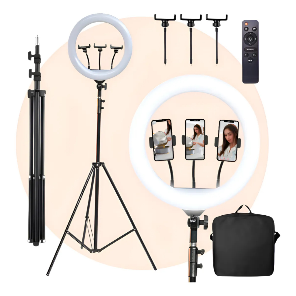 Iluminador Led Ring Light Grande 46cm 18 Polegadas Tripé 2.m Preto