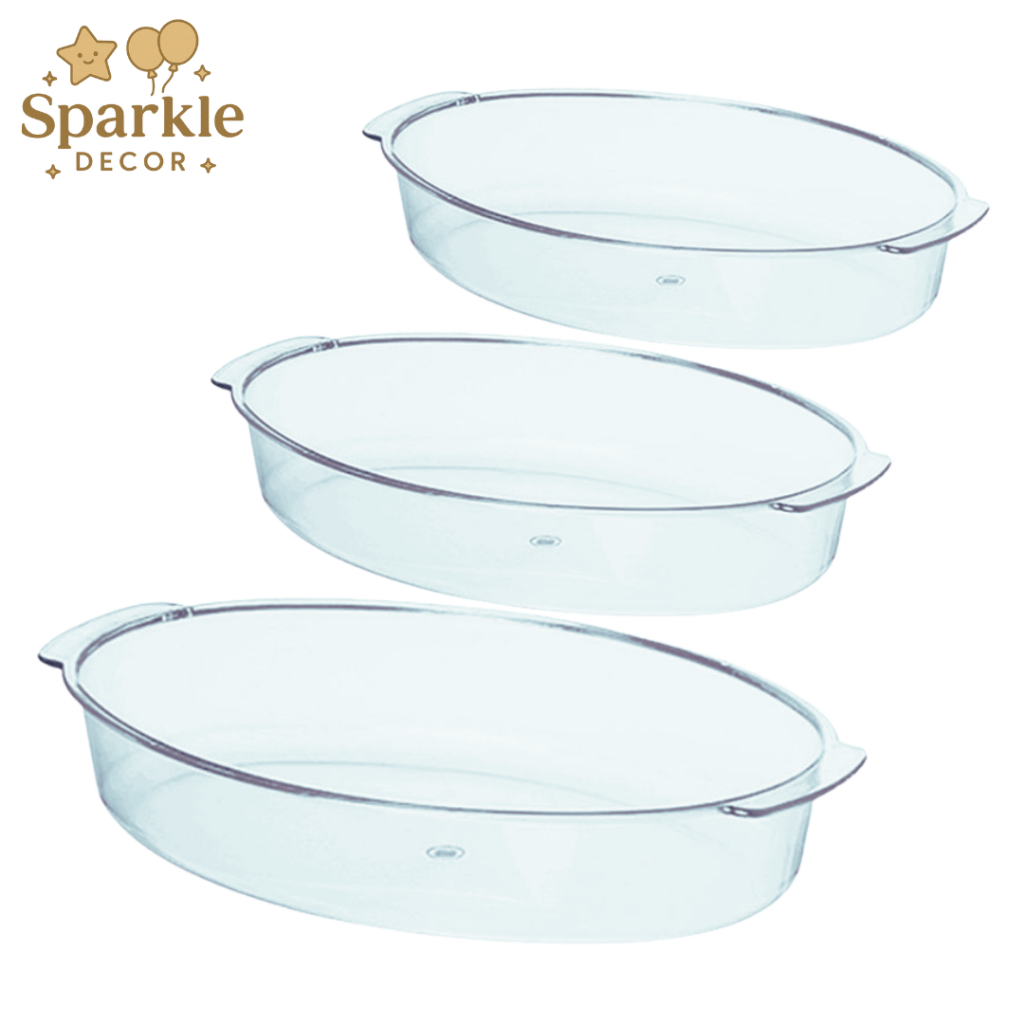 Kit 3 Travessas Oval Acrílicas - Pequena, Média e Grande | Servir com Elegância e Praticidade!
