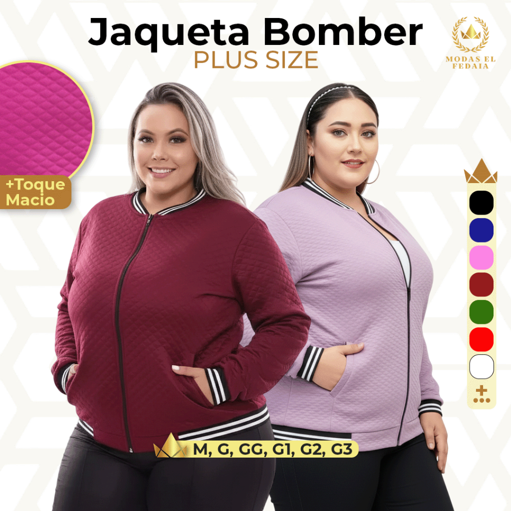 Jaqueta Bomber Plus Size Casaco Blusa Feminina Com Zíper Inverno Super Oferta