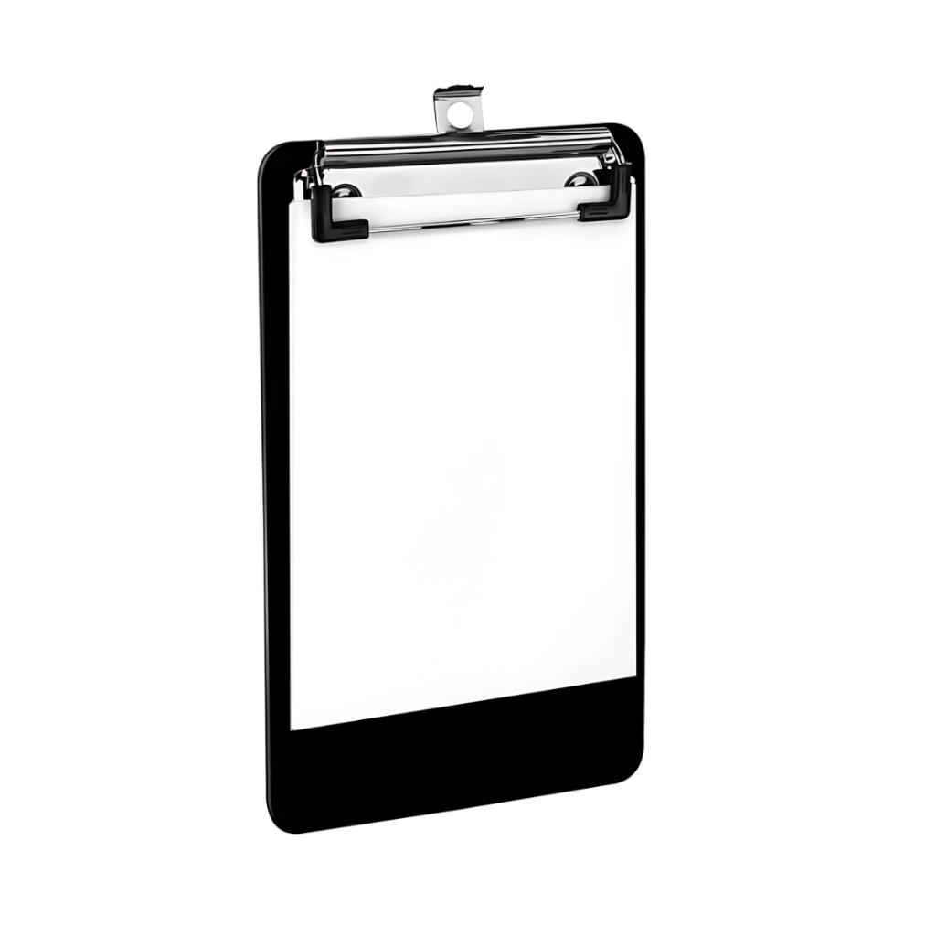 Mini Prancheta Slip Transparente 12x18,5cm com Prendedor Metálico Wire Clip A6 Acrimet 155 Cor: Preto Preta