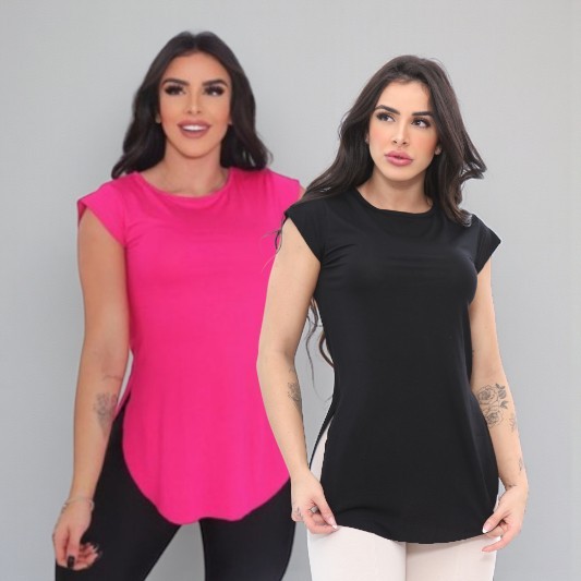 2 blusas tapa bumbum academia fitness longline REF 43 em Oferta na Shopee
