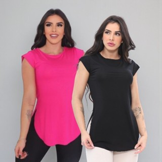 2 blusas tapa bumbum academia fitness longline REF 43 em Oferta na Shopee