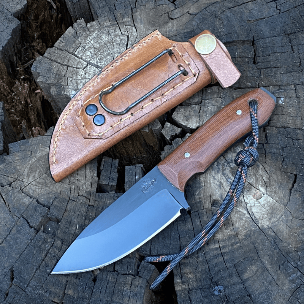 Faca Artesanal ES Mini Neck Knife EDC Bainha em Couro Faca Pequena Leve e Robusta - Apenas 180g