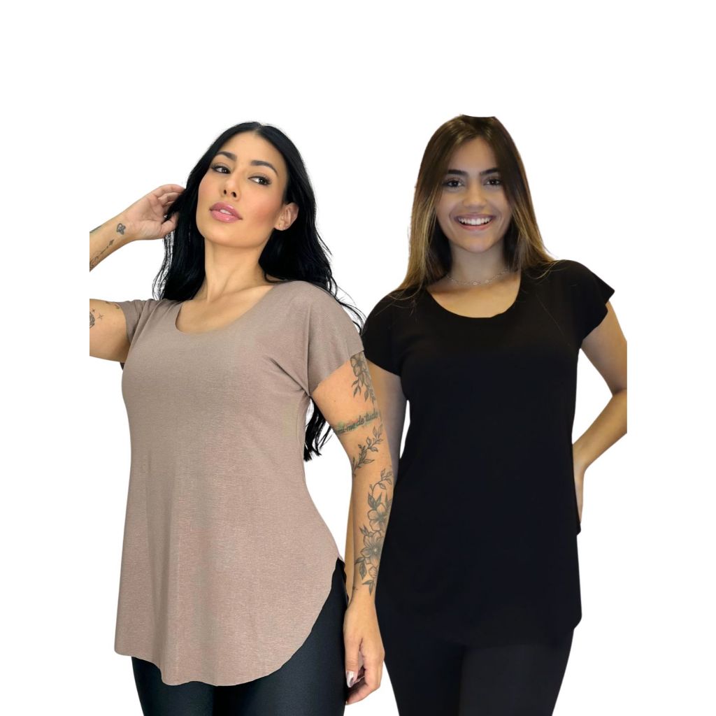 Kit 2 Blusas Tapa Bumbum academia fitness cores básicas 10827