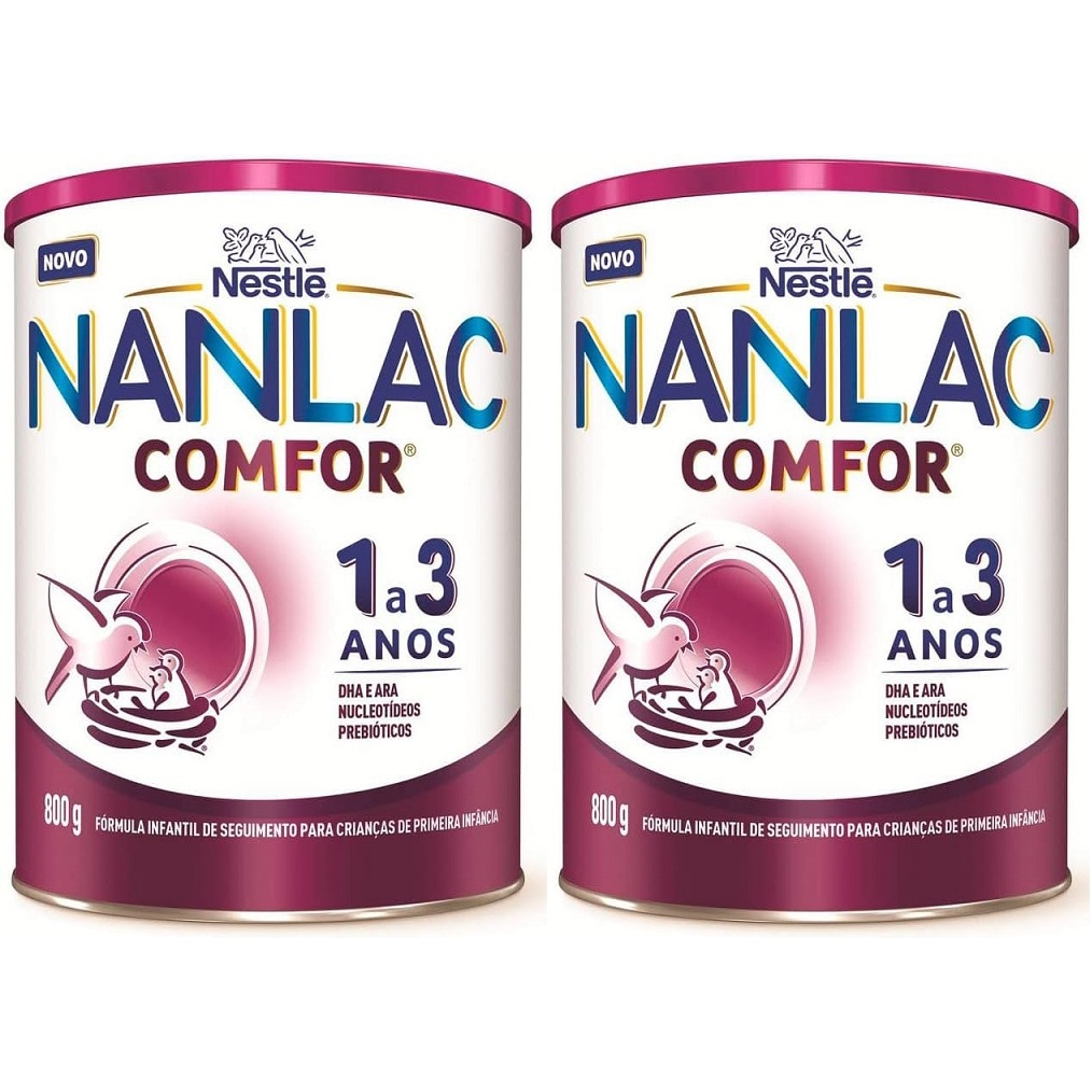 Kit 2  Latas  N A N L A C Comfor 1 a 3 Anos 800g cada (ROXO) EQ.1