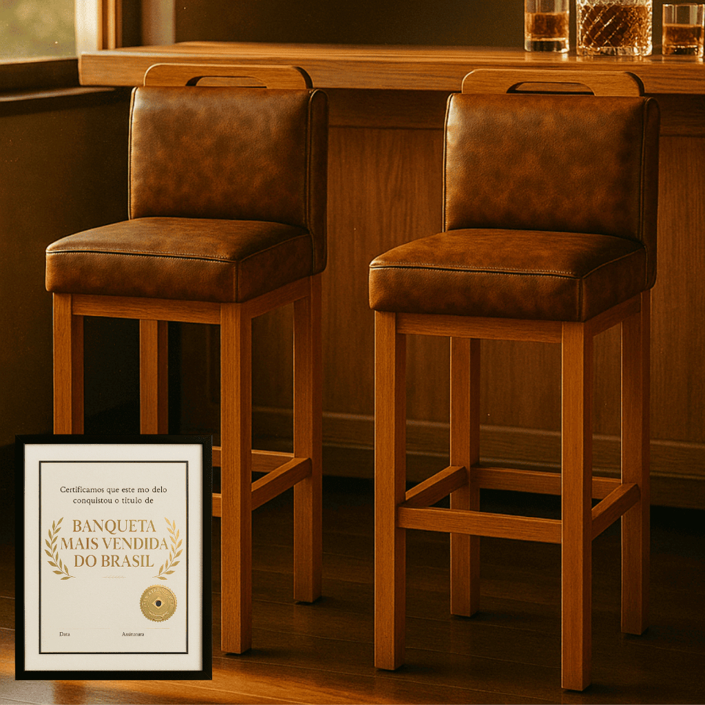 Banqueta Alta Com Encosto Para Area Gourmet, Banqueta De Balcão De Cozinha Bancada Bistro Luxuosa
