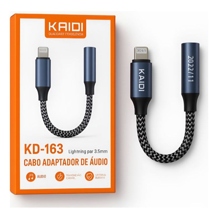 Cabo Adaptador iPhone Auxiliar Entrada P2 Nylon Conector Para Fone Microfone
