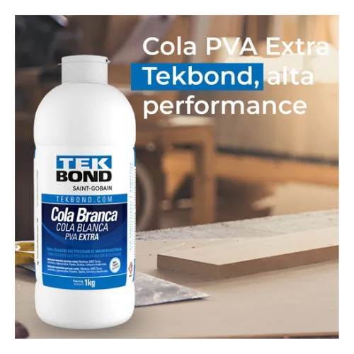 Cola PVA Branca Tekbond 500g e 1kg – Alta Fixação, Secagem Rápida e Ideal para Artesanato e Madeira