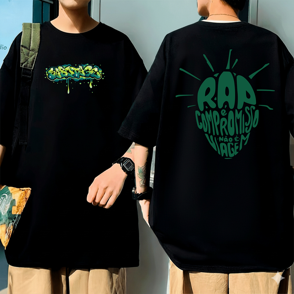 Camiseta Oversized Assalt Streetwear Estampada Moda Urbana Estilo Rua Camisa Larga Manga Curta Jovem