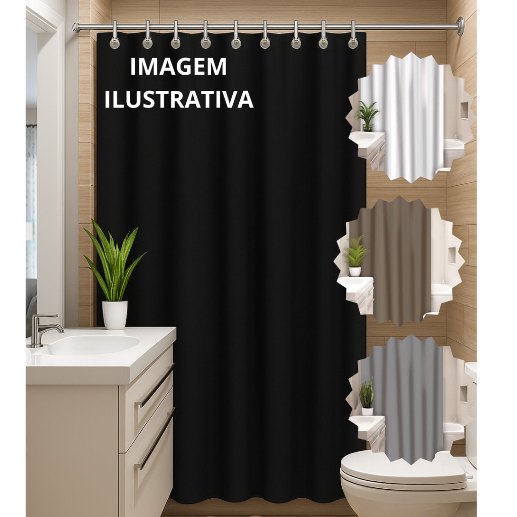Cortina de Banheiro Box Lisa Vinil plastico fino levemente transparente - 4 Cores