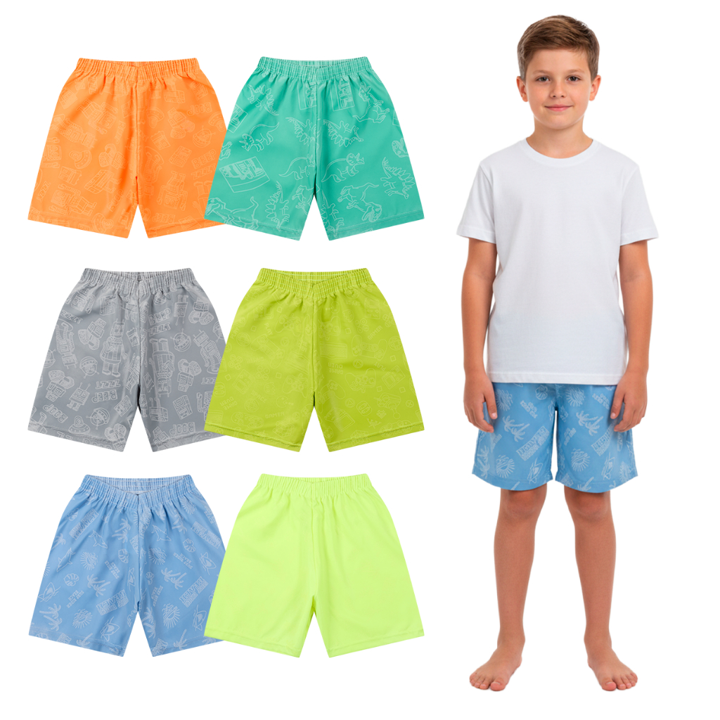 Kit 1, 2 ou 4 Bermudas Magicas Menino Revela Estampa Quando Molhada Shorts Infantil Masculino De Verão Piscina E Praia em Oferta na Shopee