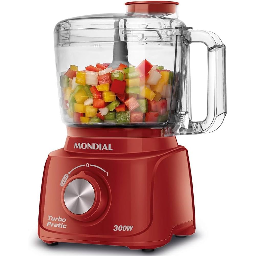 Mini Processador Turbo Pratic Mondial 110V Vermelho