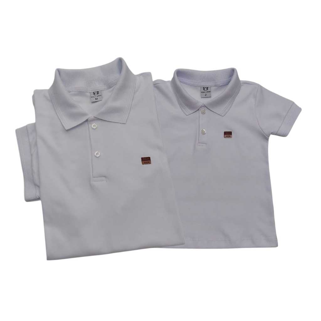 Kit tal pai tal filho Camisa polo branca básica suedine