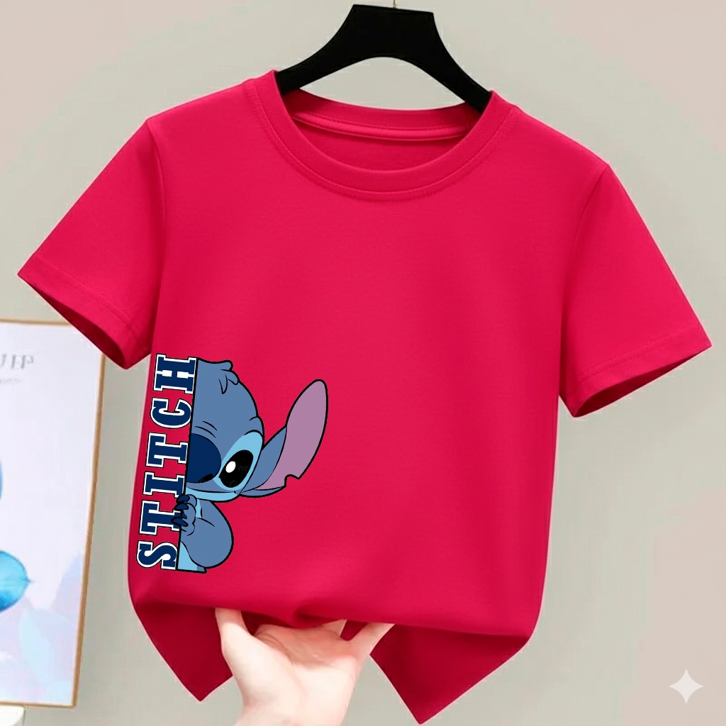 Camiseta De Algodão Infantil Estampa Stch Tendencia Diferenciada