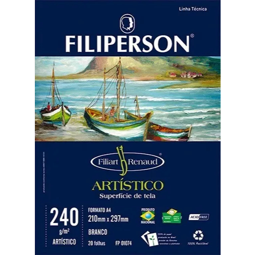 Bloco de Papel Desenho Artístico A4 240g 20 Folhas Branco