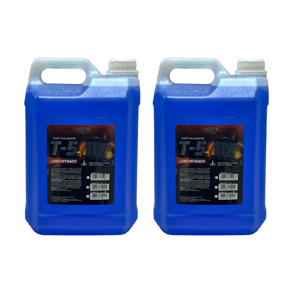 Kit 2 Aditivo Radiador Radnaq T-5 Concentrado Azul 5 Litros Azul Galão