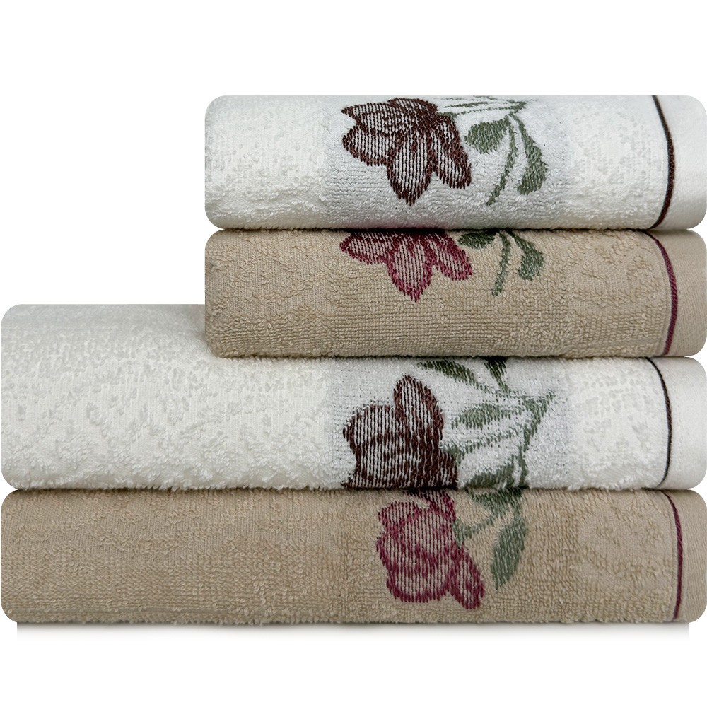 Jogo de Toalhas Encanto com 4 Peças Banho e Rosto em Algodão Karsten