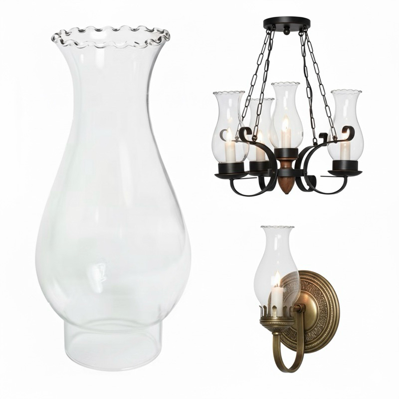 Kit Cúpulas De Vidro VazadoTransparentes Lampião Antigo 18,5x11 Cm-Luxo-Porta Velas